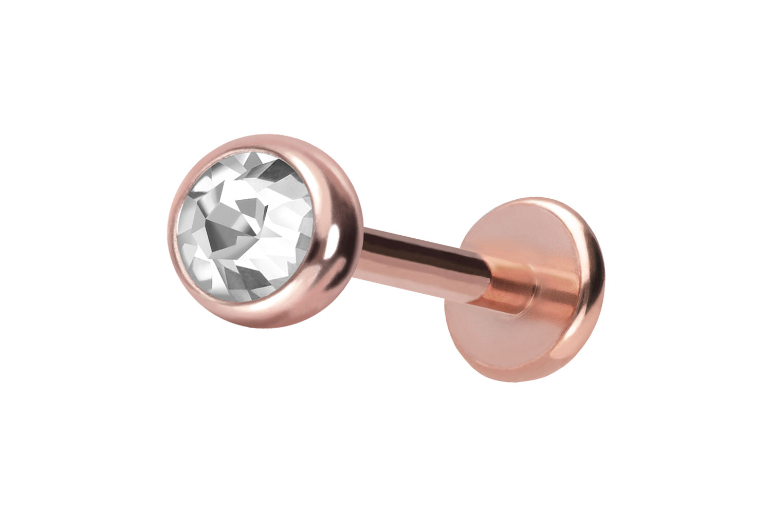 Titan Labret Piercing mit Push Fit KRISTALL
